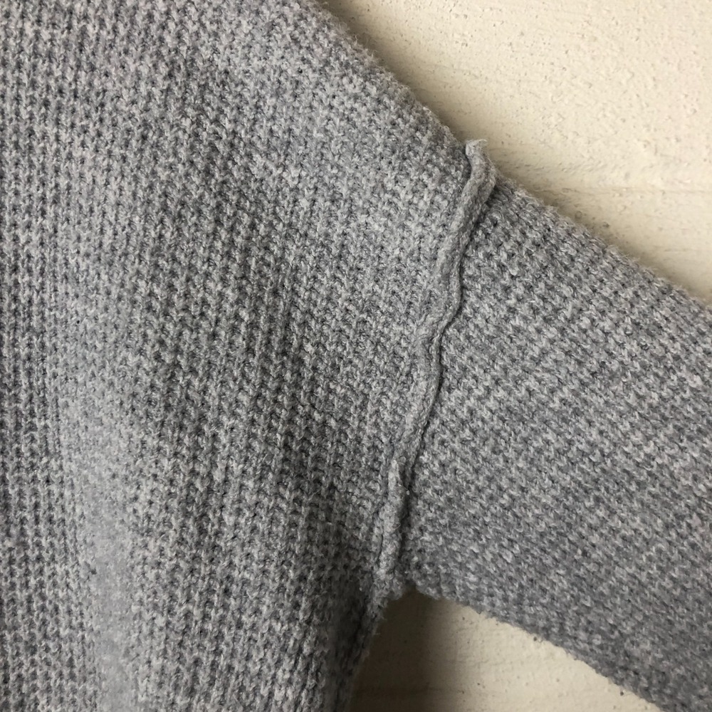 Aerie Womens Cozy Up Waffle Knit Hooded V-Neck Pullover Size XS Grey Comfy - Picture 5 of 16